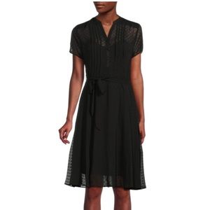 Nanette Lepore ​Black Pinktuck Belted Shirt Dress